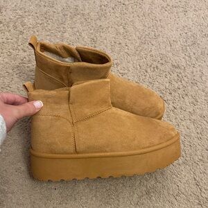 Tan Suede Platform Boots